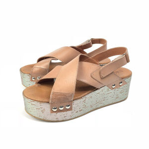 SixtySeven Nira Tan Crossover Platform Sandals 41